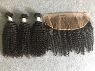 Tessuto riccio crespo peruviano dei capelli umani non trattato con il frontale del pizzo 13x4