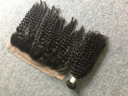 Tessuto riccio crespo peruviano dei capelli umani non trattato con il frontale del pizzo 13x4